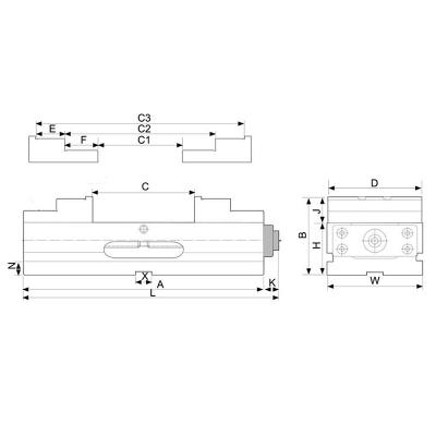 Självcentrerande maskinskruvstycke med käftbredd 60 mm (4- och 5-axlig)